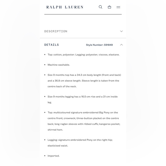 NWT POLO RALPH LAUREN Baby Big Pony Top & Leggings Set In Desert Rose Size 18M - Picture 7 of 15